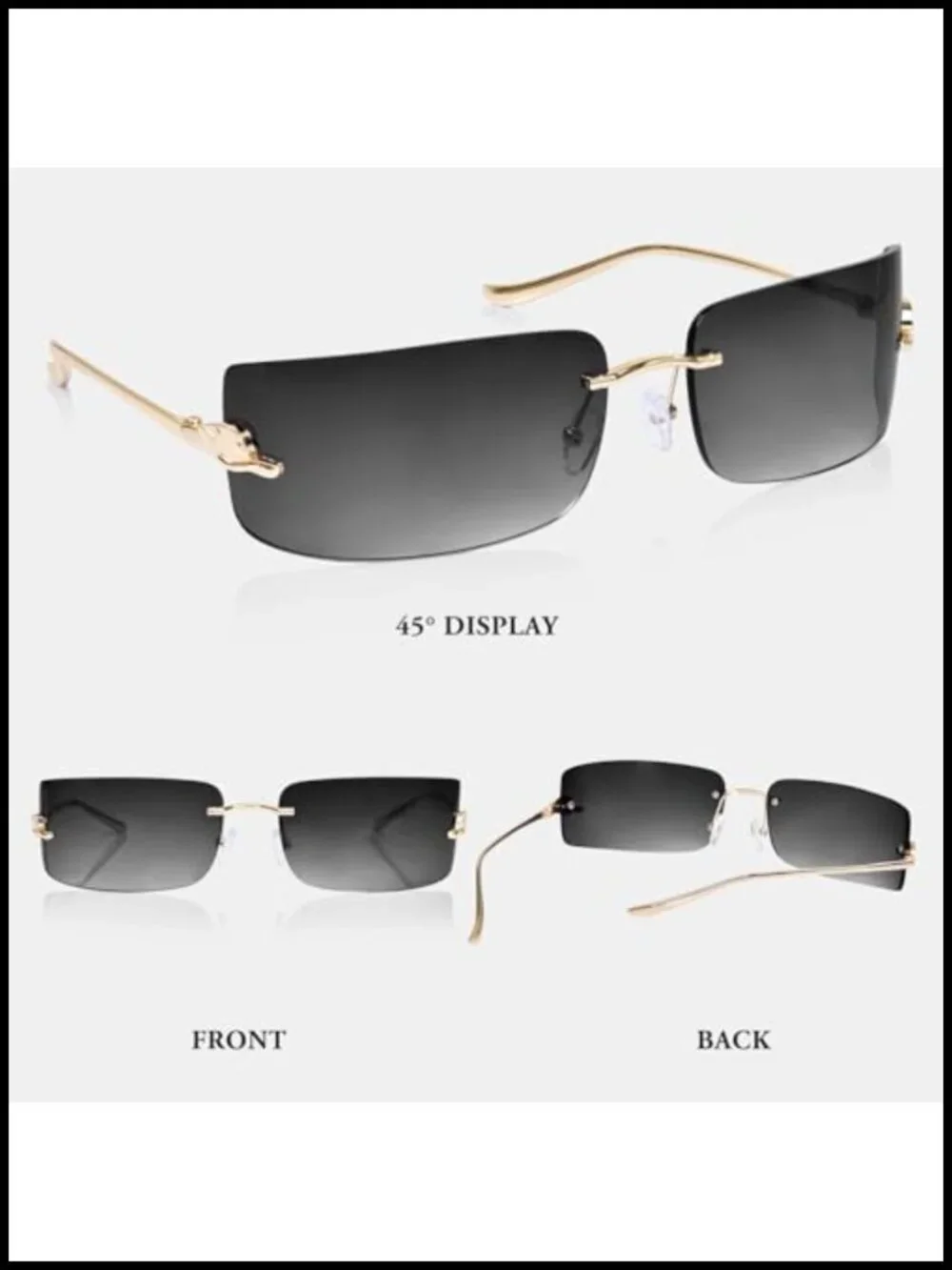 Rimless Retro Metal Sunglasses UV400 Protection Y2K Style
